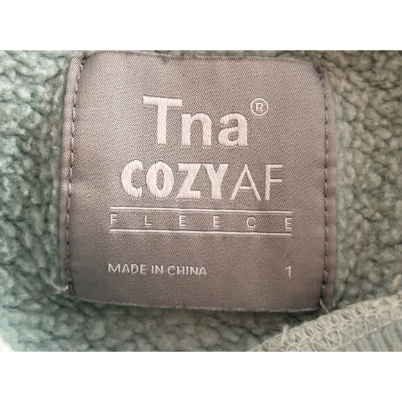 TNA Cozy AF Fleece Sweatshirt 1 Tie Dye Green Purple Aritzia XS S Oversized - Picture 5 of 5